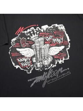 Miskeen Originals Get Money Black Shirt 4XL Rhinestone y2k